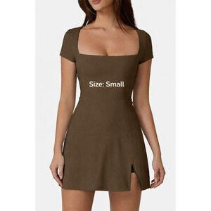 Small Army Green Tennis Dress for Women Square Neck, Skort w/ Pocket